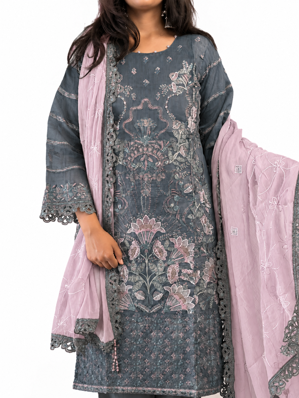 Mariya Gulabi Kali Heavy Suit-Graphite Blue