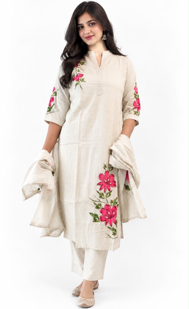 Gulnaar Ivory Elegant Suit